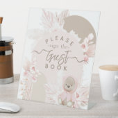 テディベアモダンボホガールベビーシャワーゲストブック 台座サイン (インサイチュ)