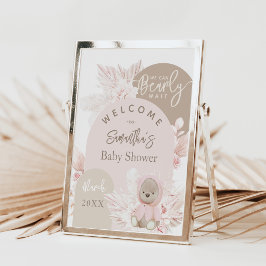 テディベアモダンボホガール赤ちゃんシャワーフォームボード ポスター