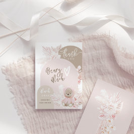 テディベアモダンボホガール赤ちゃんシャワー サンキューカード