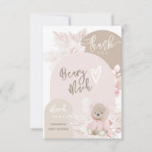 テディベアモダンボホガール赤ちゃんシャワー サンキューカード (正面)