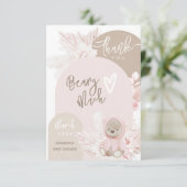 テディベアモダンボホガール赤ちゃんシャワー サンキューカード (スタンド正面)