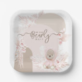 テディベアモダンボホガール赤ちゃんシャワー ペーパープレート (正面)