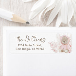 テディベアモダンボホガール赤ちゃんシャワー ラベル