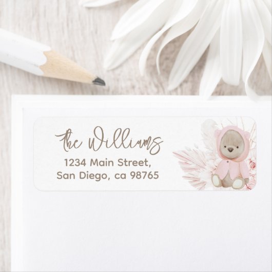 テディベアモダンボホガール赤ちゃんシャワー ラベル (インサイチュ)