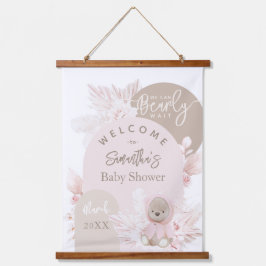 テディベアモダンボホガール赤ちゃんシャワー 吊り下げ型タペストリー