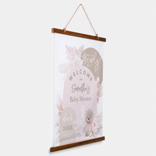 テディベアモダンボホガール赤ちゃんシャワー 吊り下げ型タペストリー (傾斜あり)