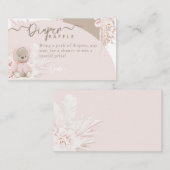 テディベアモダンボホピンク赤ちゃんシャワーおむつ エンクロージャーカード (正面/裏面)