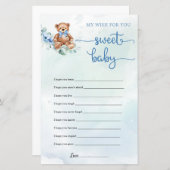 テディベアユーカリリースボーイベビーシャワーゲーム (正面/裏面)