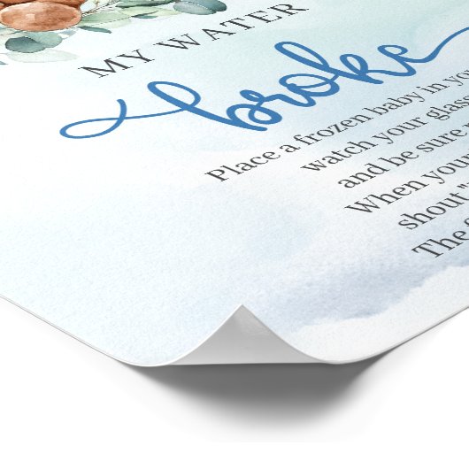 テディベアライトブルーフローラマイウォーターブレイクゲーム ポスター (角)