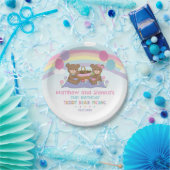 テディベアラインボーツインボーイガール誕生日 ペーパープレート (パーティー)