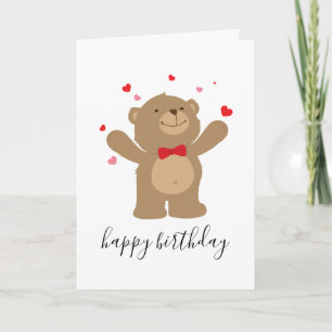 テディベアラブカワイイパーソナライズされた誕生日ベビー カード