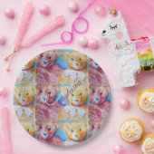 テディベアラブモノグラムパーティー ペーパープレート (パーティー)