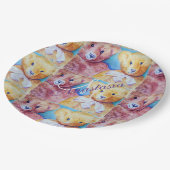 テディベアラブモノグラムパーティー ペーパープレート (アングル)