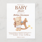 テディベアヴィンテージおもちゃベビーシャワー予算招待状 (正面)