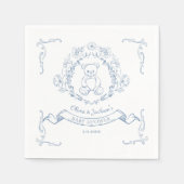 テディベアヴィンテージチノイスリートイレベビーシャワー スタンダードカクテルナプキン (正面)