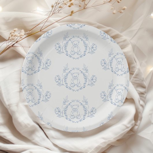 テディベアヴィンテージチノイスリートイレベビーシャワー ペーパープレート