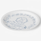 テディベアヴィンテージチノワズリーリースベビーシャワー ペーパープレート (アングル)