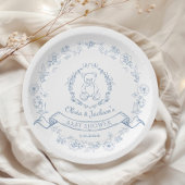 テディベアヴィンテージチノワズリーリースベビーシャワー ペーパープレート