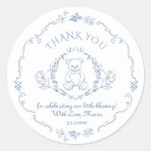 テディベアヴィンテージトイレベビーシャワーありがとう ラウンドシール (正面)