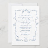 テディベアヴィンテージフレームトイレベビーシャワー 招待状 (正面)