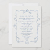 テディベアヴィンテージフレームトイレベビーシャワー 招待状 (正面)