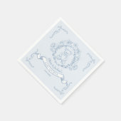 テディベアヴィンテージブルーフランスのトイルベビーシャワー スタンダードカクテルナプキン (角)