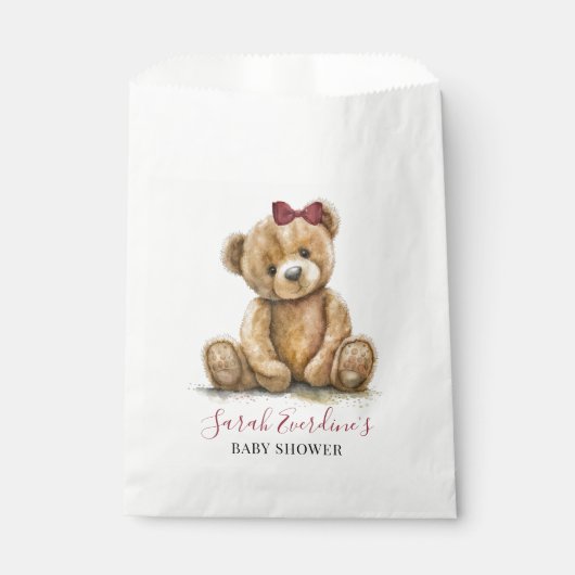 テディベアーウォーター色ガールベビーシャワー フェイバーバッグ (正面)