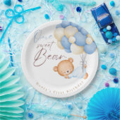 テディベアーウォーター色ボーイ1st誕生日パーティー ペーパープレート (パーティー)