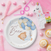 テディベアーウォーター色ボーイ1st誕生日パーティー ペーパープレート (パーティー)