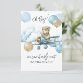 テディベアーエアー飛行機バルーンサンキュー サンキューカード (スタンド正面)