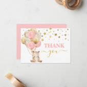 テディベアーガールありがとうノートカード ノートカード (正面/裏面インサイチュ)