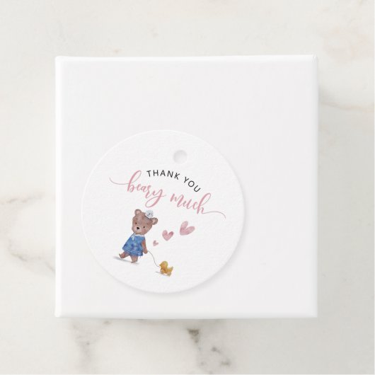 テディベアーガールバースデーパーティーピンク フェイバータグ (インサイチュ)