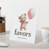 テディベアーガールベビーシャワーの好意 台座サイン (インサイチュ)
