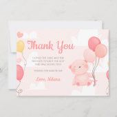 テディベアーガールベビーシャワーサンキューカード 招待状 (正面)
