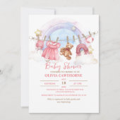 テディベアーガールベビーシャワーパーティー 招待状 (正面)