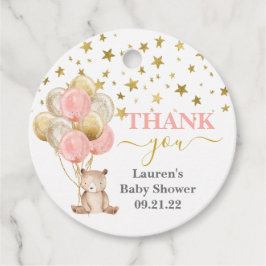テディベアーガールベビーシャワーメッセージカード フェイバータグ