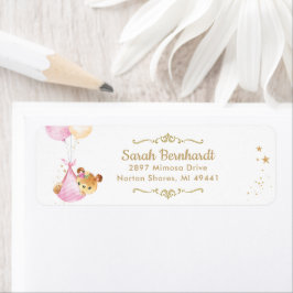 テディベアーガールベビーシャワー差出人住所ラベル ラベル