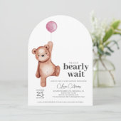 テディベアーガールベビーシャワー招待状 招待状 (スタンド正面)