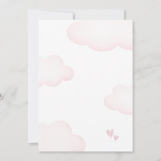 テディベアーガールベビーシャワー水色ピンク 招待状 (裏面)