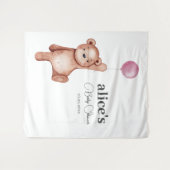 テディベアーガールベビーシャワー タペストリー (正面(横))