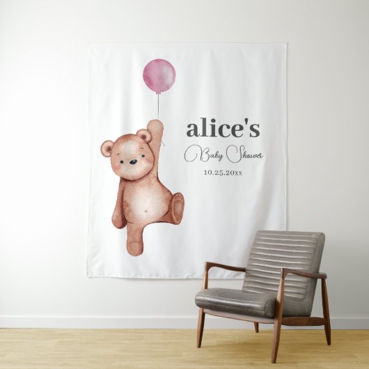 テディベアーガールベビーシャワー タペストリー (インサイチュ)