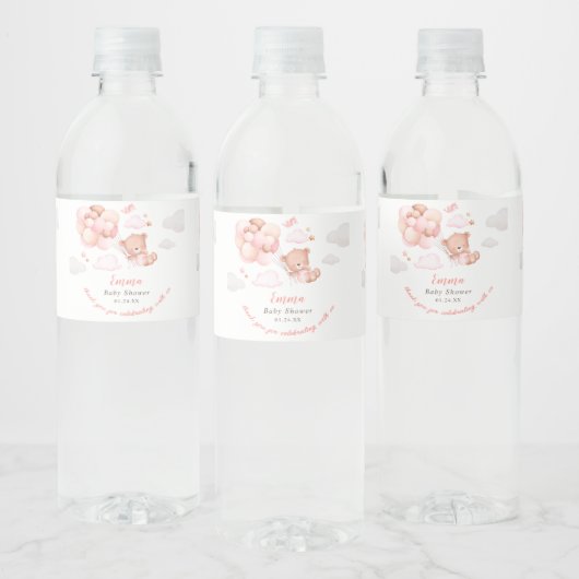 テディベアーガールベビーシャワー ペットボトルラベル (ボトル)