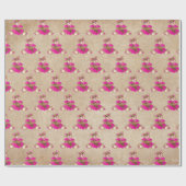 テディベアーガールホールディングベビーベアーピンクドレス ラッピングペーパー (フラット)