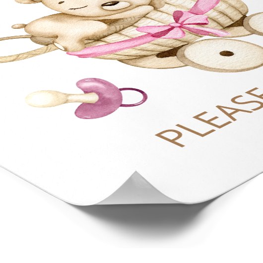 テディベアーガール赤ちゃんシャワーの好意ポスター ポスター (角)