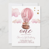 テディベアーガール1st誕生日 招待状 (正面)