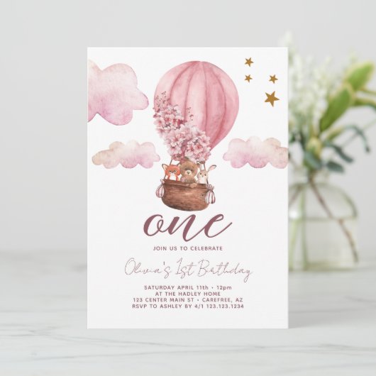 テディベアーガール1st誕生日 招待状 (スタンド正面)