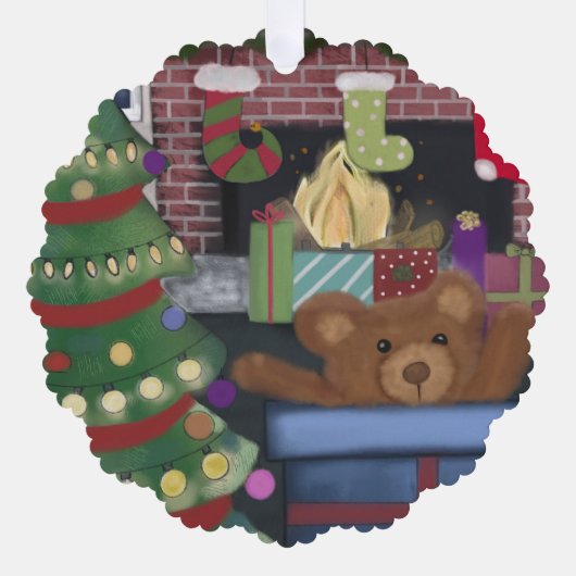 テディベアークリスマス オーナメントカード (正面)