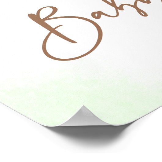 テディベアーグリーンフローラベビーシャワー歓迎サイン ポスター (角)