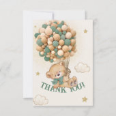 テディベアーグリーンブラウン赤ちゃんシャワー サンキューカード (裏面)
