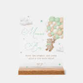 テディベアーグリーンベビーシャワーミモザバー アクリルサイン (正面)